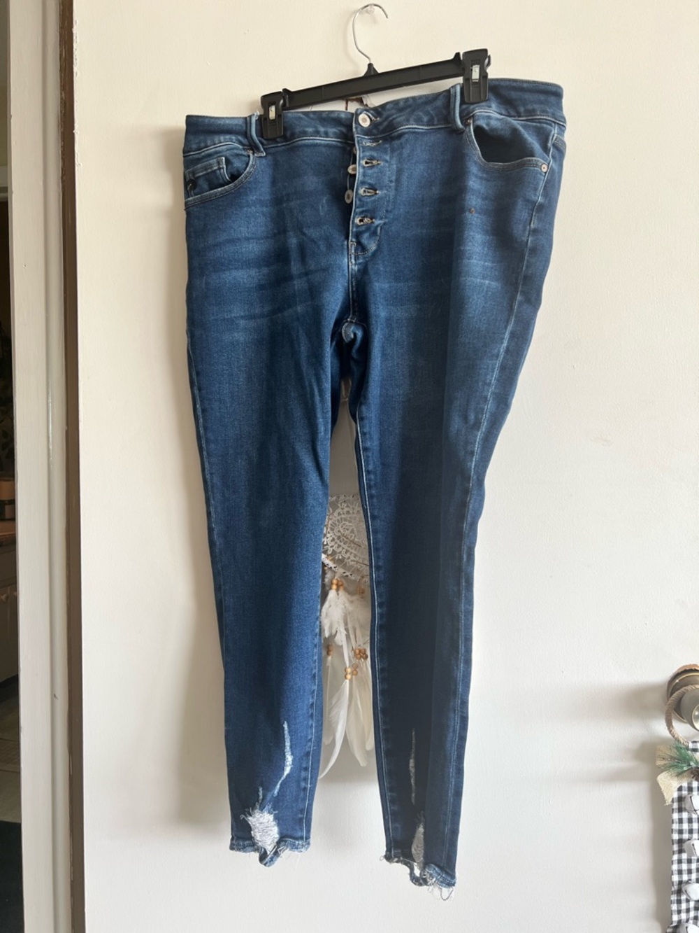 KanCan Medium Blue High-Rise Skinny Jeans with Button-Fly